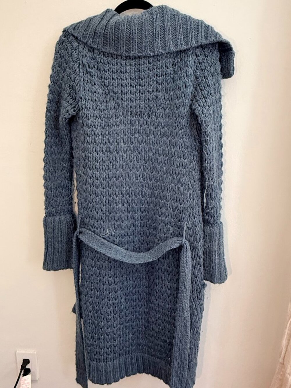 Laurie B. chunky sweater duster with velvet-like trim